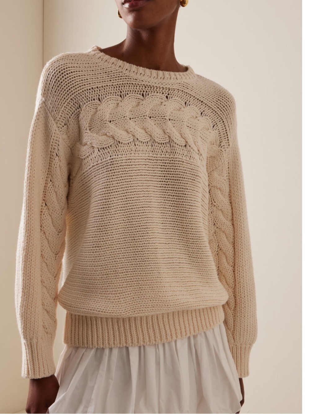 Merlette Serin Cream White Cable Crewneck Knit Sweater Shopbop Chunky Handmade
